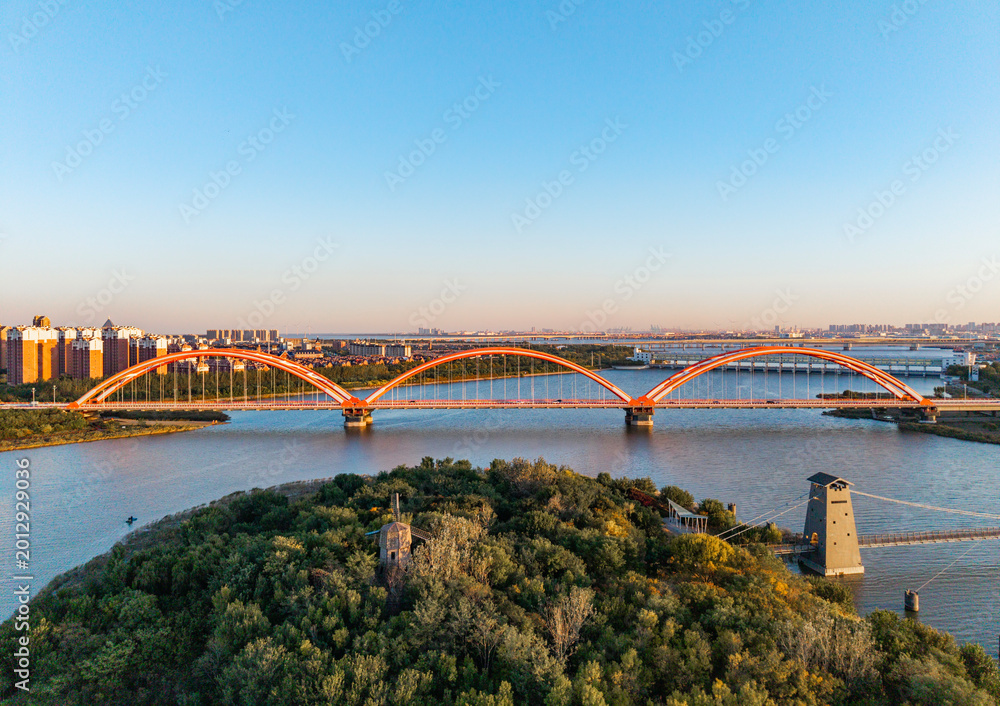 Fototapeta premium Tianjin Binhai New Area Rainbow Bridge
