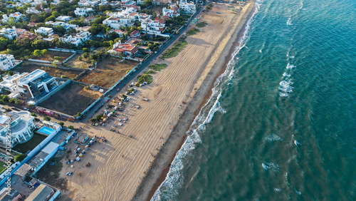 Tableau sur toile Aerial View Of Chennai Shoreline And Coastal Cityscape