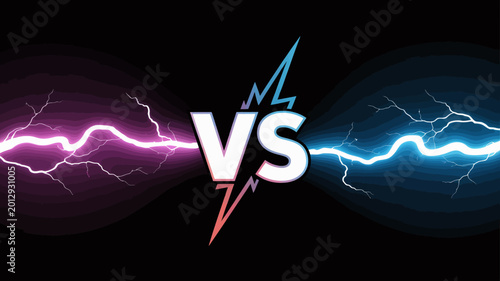 Photos Versus graphic with lightning bolts a dynamic competition or battle illustration