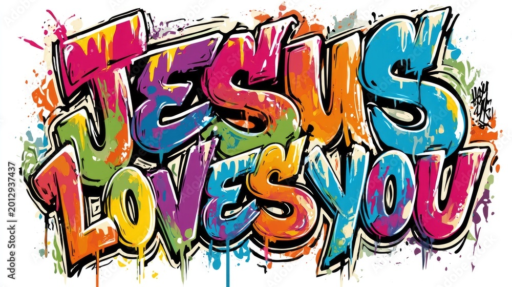 Obraz premium Jesus Loves You in Graffiti