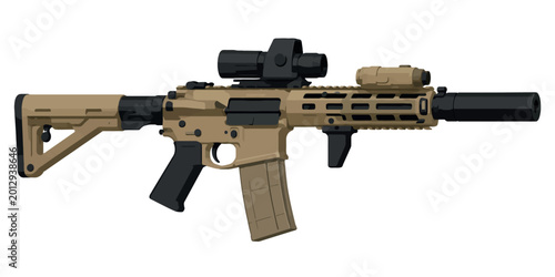 Cuadro en lienzo Vsai tactical assault rifle with scope and suppressor