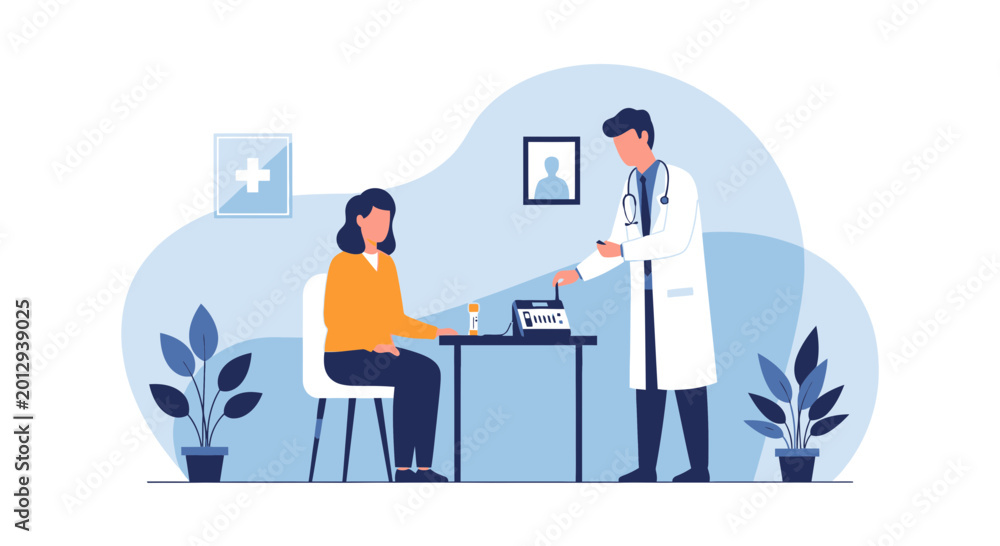 Fototapeta premium Doctor And Patient Performing A Diagnostic Test