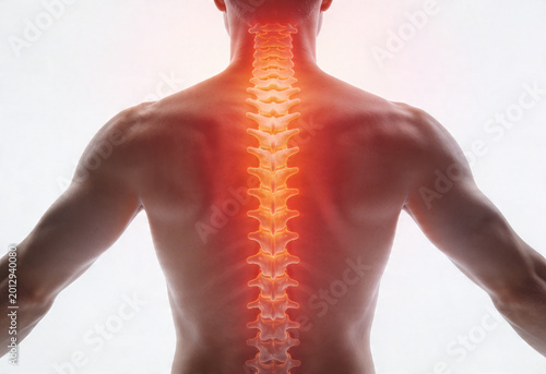 Human body backview anatomy health pain ache back person lower inflammation nerve sciatica young adult caucasian suffering bvoday medicine.