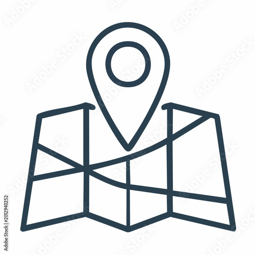 Location Pin on Map Icon, Navigation and GPS Symbol, Outline Vector Illustration.