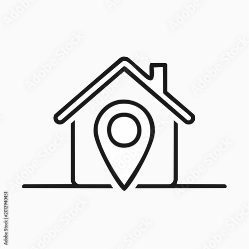 House location pin icon, home map pointer, address symbol, vector illustration.
