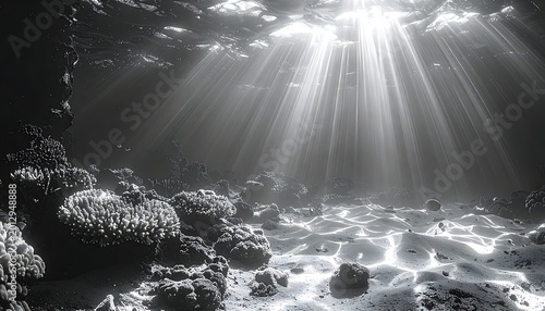 Sunbeams on seabed