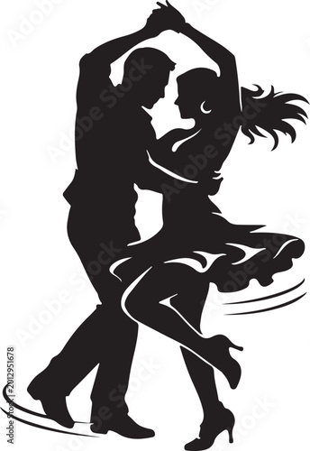  silhouette of salsa couple spinning fast