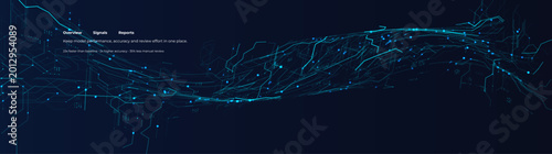 Foto AI model analytics dashboard background with glowing data wave and blue tech signals