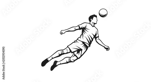 Foto Soccer Player Heading Ball, Dynamic Action Shot, Sports Illustration