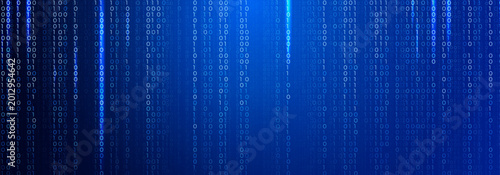 1 0 Binary Code, Abstract Matrix Blue Background for Computer Data Digital Technology, Cybersecurity, SaaS, Software Cyber Tech Pattern. Information Network Texture Programming BG. Vector Backdrop