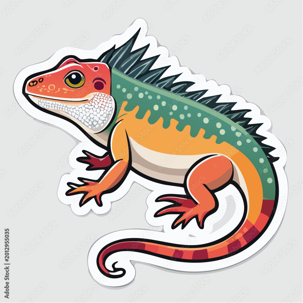 Fototapeta premium Cartoon Iguana Sticker