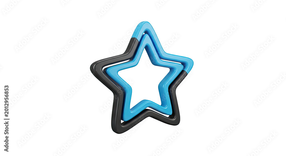 Obraz premium Two Interlocking Star Shapes in Blue and Black