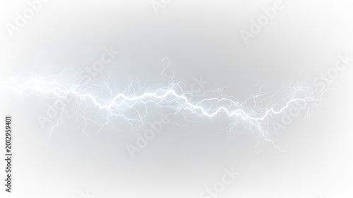 Фотография Lightning bolt with electric charge shown against a clear background during a st