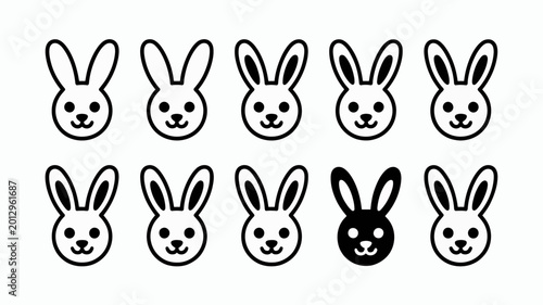 rabbit head silhouettes collection of black bunny shapes on a white background high quality professional detailed