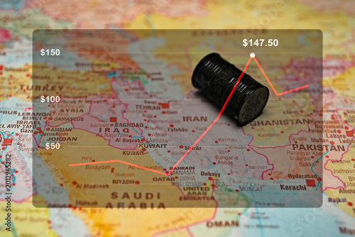 Принти на полотні Global oil price volatility and supply risk at Strait of Hormuz.