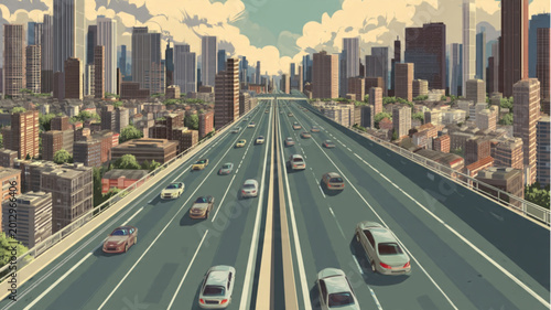 Φωτογραφία Cars driving on a city highway.