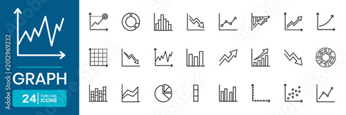 Graph And Charts Thin Line Icon Set