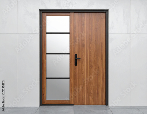 Patio Door mock up isolated on gray background, copy space