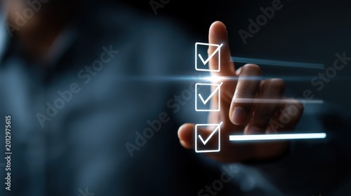 Person checking list with transparent background