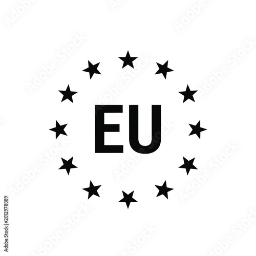 european union flag icon black and white circular emblem with stars and letters high quality professional detailed modern elegant stylish