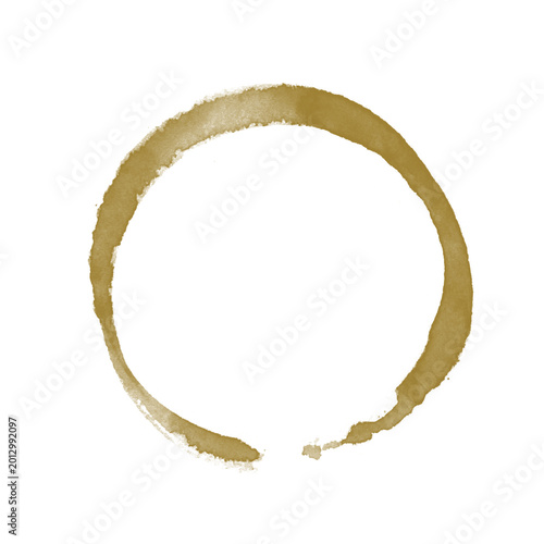Coffee Cup Ring Stain Brush Circle Mark on White Background