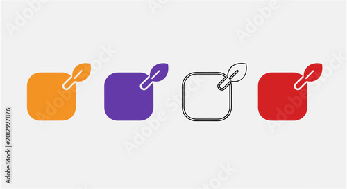Quadro su tela Colorful square icons with paperclip attachments in orange, purple, red, and gray tones