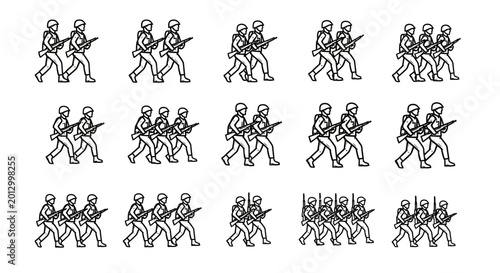 Tableau sur toile Soldiers marching in formation line.