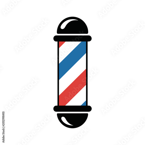 barber pole icon with red white and blue stripes