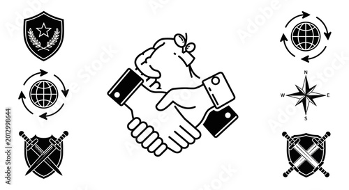 Bild auf Leinwand Handshake with smartwatch on wrist.