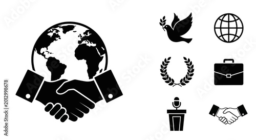 Obraz na plátně Global Business Partnership Handshake Agreement.