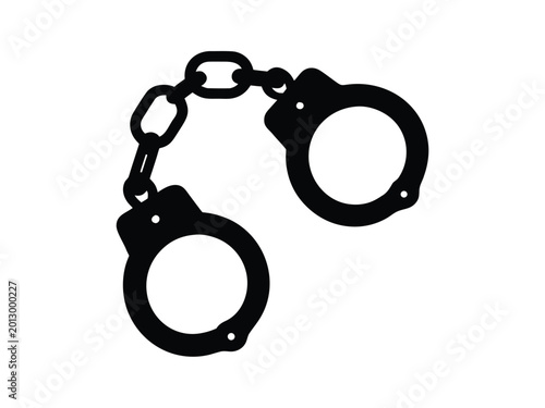 handcuff silhouette,  handcuff vector art, handcuffs logo icon vector illustration on a white background