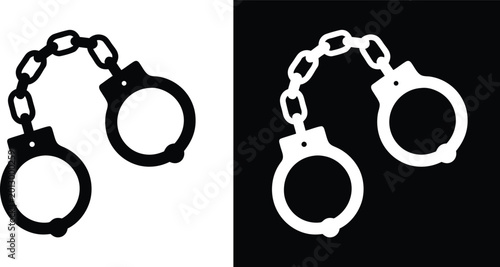 Φωτογραφία handcuff silhouette,  handcuff vector art, handcuffs logo icon vector illustrati