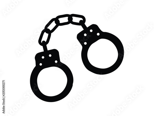 Photos handcuff silhouette,  handcuff vector art, handcuffs logo icon vector illustrati