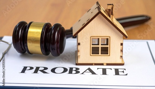 Probate Law and Real Estate Inheritance with Judge Gavel and House Model