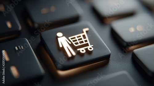 Shopping cart icon on a computer keyboard