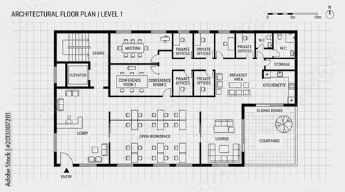 Cuadro en lienzo Detailed architectural floor plan design blueprint.