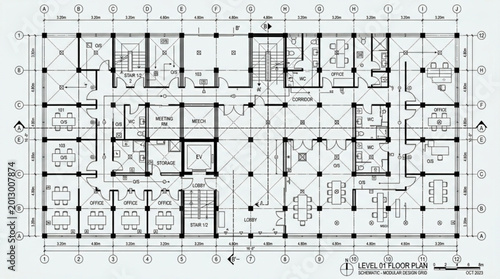 Quadro su tela Detailed architectural blueprint floor plan.