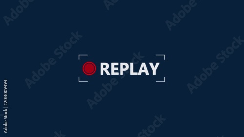 Replay text button animation with alpha channel, Replay icon video for Live Streamers, Action replay sign icon loop animation. motion graphic of replay concept.