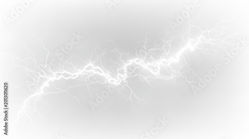 Foto Lightning strikes during a storm on a transparent background showing jagged shap
