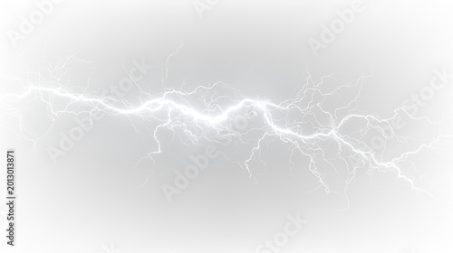 Slika na platnu Lightning bolt on transparent background showing electrical discharge and energy