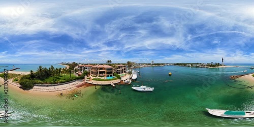 Luxury waterfront homes near the Hillsboro Lighthouse inlet Florida 360 8k VR 360 video 2026