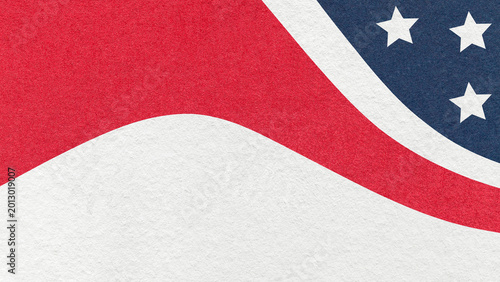 4th of July Independence Day white textured paper background with red blue waves and stars with copy space for banner