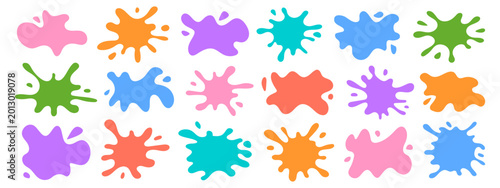 Colorful flat design paint splatter vector set