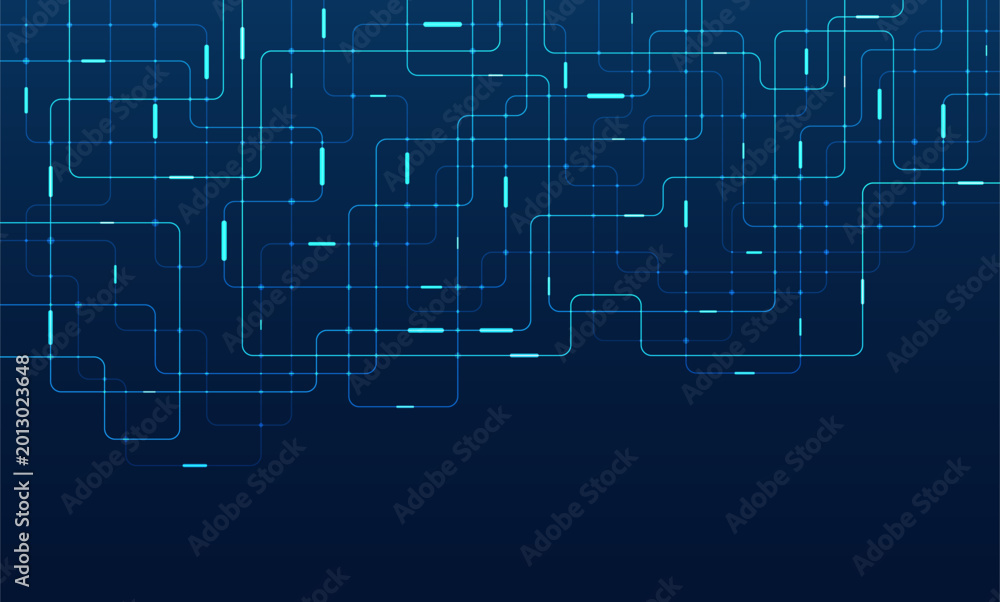 Obraz premium Circuit connect lines and dots. Network technology and Connection concept. Decentralized network nodes connections