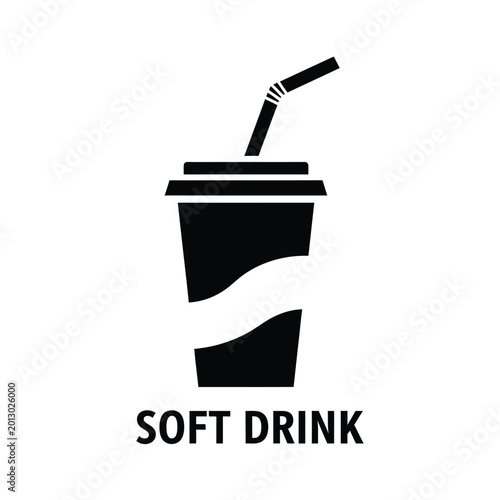 Soft drink cup icon with straw black silhouette on a white background simple vector illustration high quality professional detailed modern