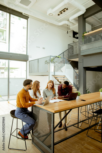 People working together at ...