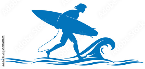 Surfers get ready to go to the middle of the beach to surf