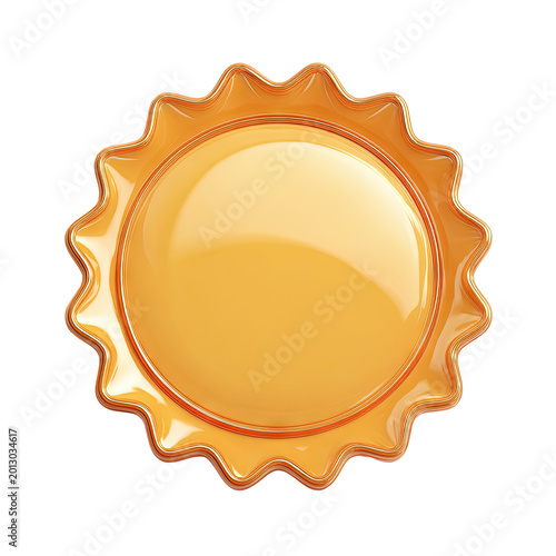 Glossy Orange Sun Emblem with Golden Border
