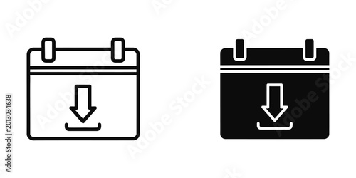 Calendar icon with download arrow symbol