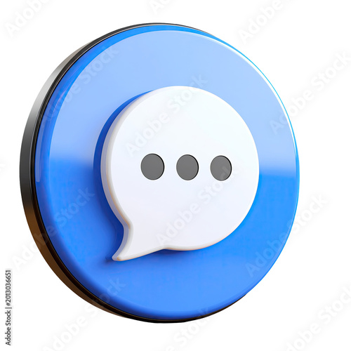 3D Chat Bubble Icon with Ellipsis